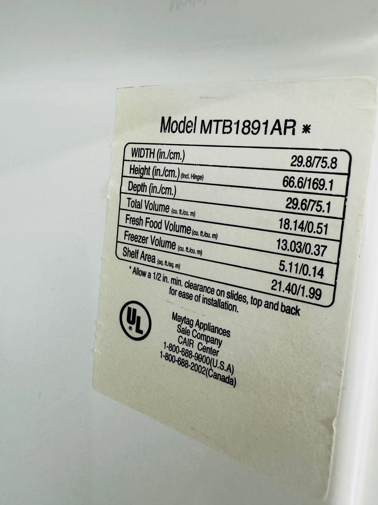 Whirlpool white fridge $300